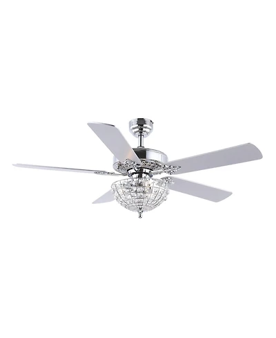 Mandy 3-Light Glam Classic Crystal Dome Shade Led Ceiling Fan with Remote