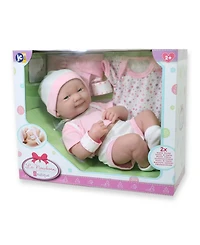 La Newborn Nursery 14" Smiling Baby Doll 8 Pcs Pink Gift Set - Smiling Face