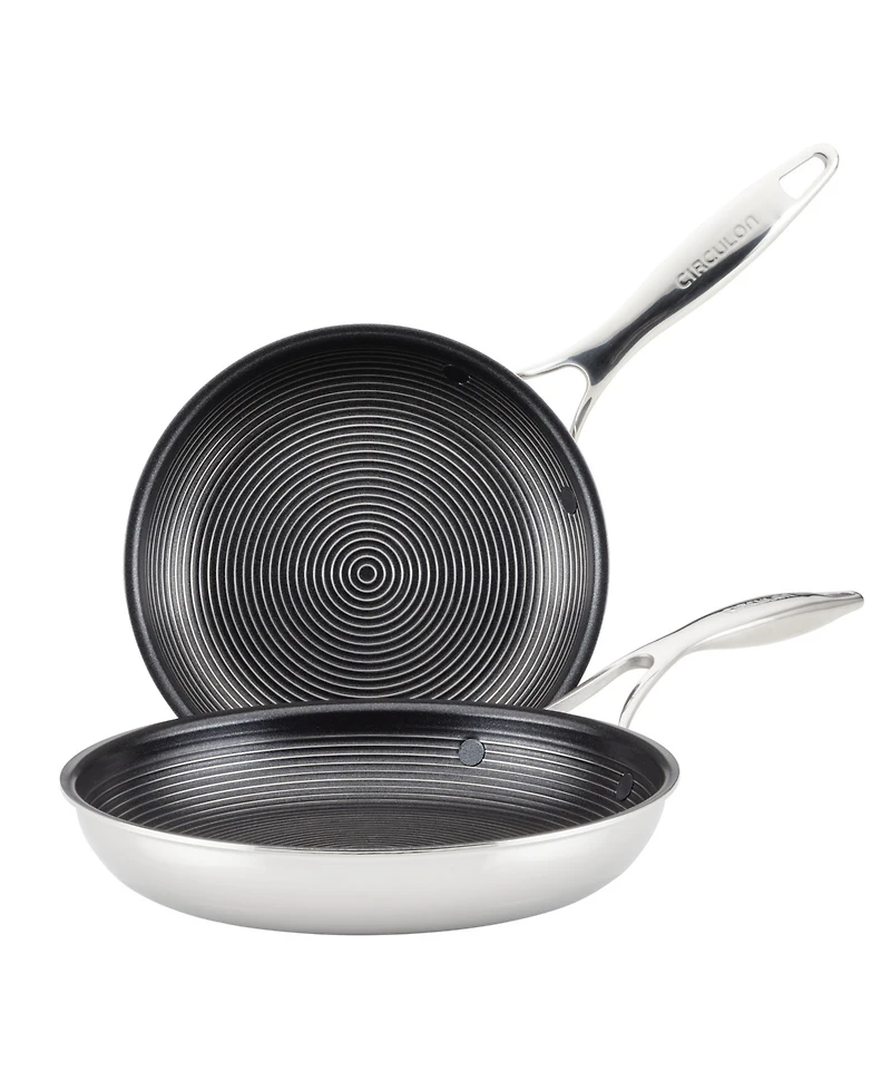 Circulon SteelShield C-Series Tri-Ply Clad Nonstick Frying Pan Set, 2-Piece, Silver