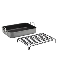 Rachael Ray Hard-Anodized Non-Stick 12" x 16" Roaster & Dual-Height Rack