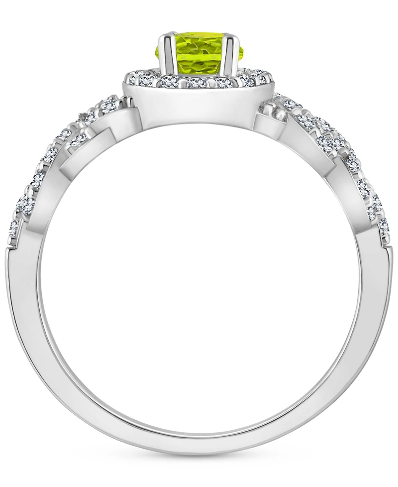 Rhodolite Garnett Blue Topaz (1 ct. t.w.) & White (1/2 Halo Braid Ring Sterling Silver (Also Citrine, Topaz, Amethyst, Pe