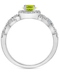 Rhodolite Garnett Blue Topaz (1 ct. t.w.) & White (1/2 Halo Braid Ring Sterling Silver (Also Citrine, Topaz, Amethyst, Pe