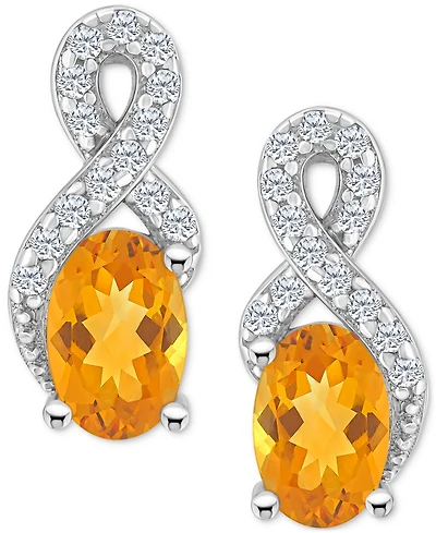 Rhodolite Garnet (1-1/8 ct. t.w.) & White Topaz (1/6 Looped Drop Earrings Sterling Silver (Also Peridot, Citrine, Amethyst, Blue Top