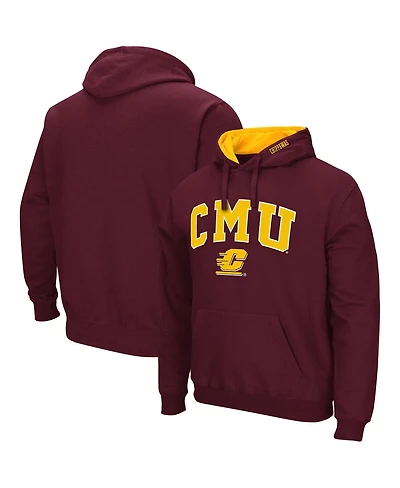 Men's Maroon Cent. Michigan Chippewas Arch and Logo Pullover Hoodie