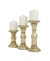 Wood Traditional Candle Holder, Set of 3