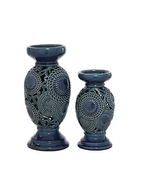 Ceramic Eclectic Candle Holder, Set of 2