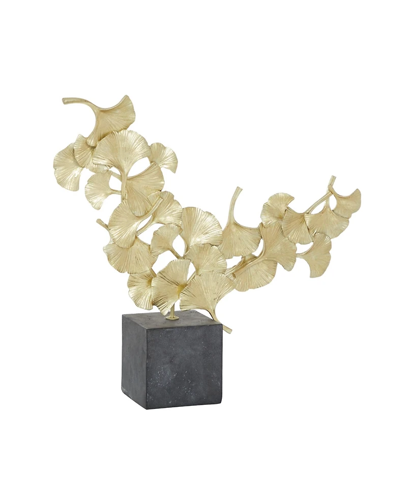 CosmoLiving by Cosmopolitan Polyresin Contemporary Gingko Leaf Sculpture, 17" x 18"