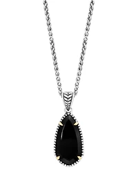 Effy Onyx Elongated Teardrop 18" Pendant Necklace in Sterling Silver & 18k Gold