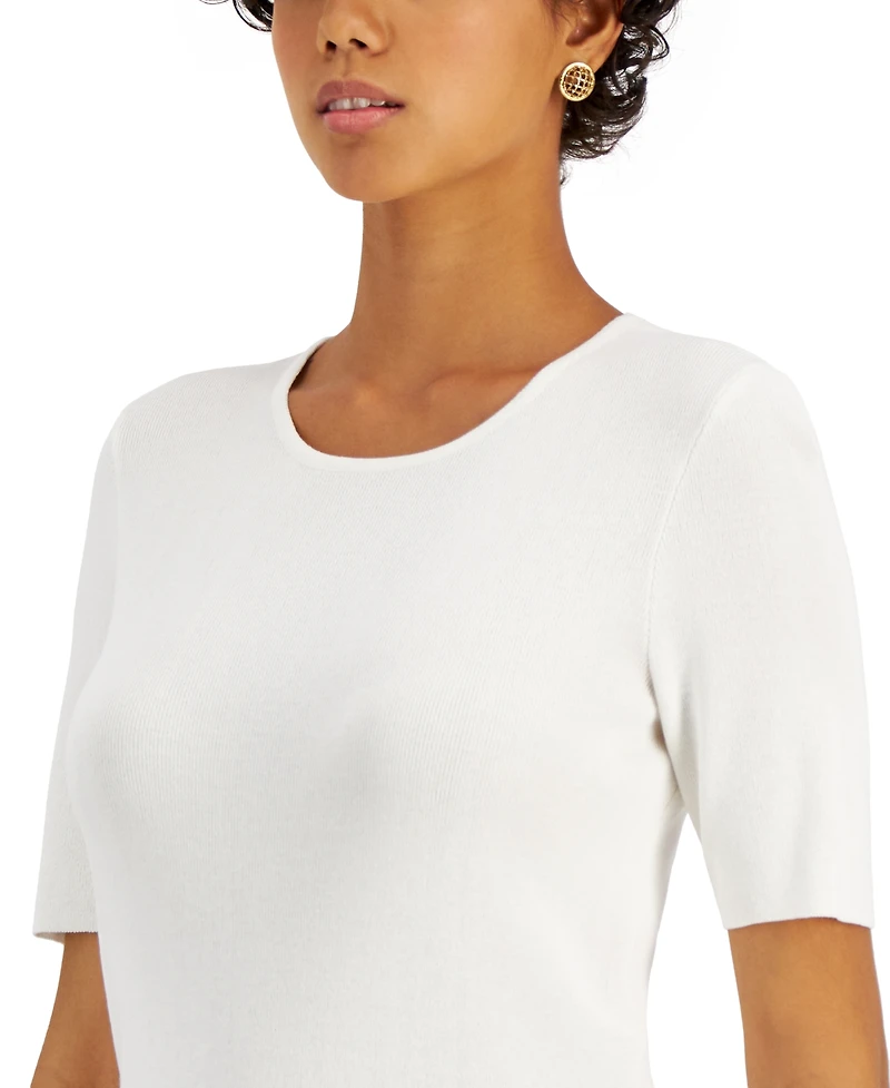 Tahari Asl Women's Fine-Rib Crewneck Sweater T-Shirt