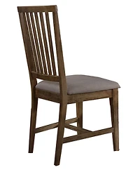 Venus Antique-Like Natural Oak Slat Back Dining Chairs, Set of 2