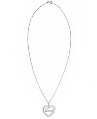 Cubic Zirconia 'Love' Heart Pendant Necklace in Fine Silver Plate