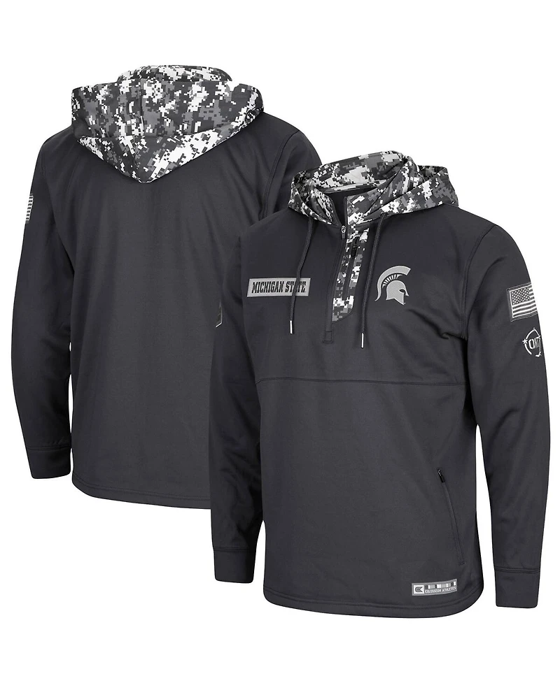 Men's Charcoal Michigan State Spartans Oht Military-Inspired Appreciation Digi Camo Quarter-Zip Hoodie