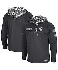 Men's Charcoal Michigan State Spartans Oht Military-Inspired Appreciation Digi Camo Quarter-Zip Hoodie