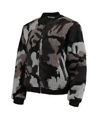 Women's Black Los Angeles Lakers Camo Sherpa Full-Zip Bomber Jacket