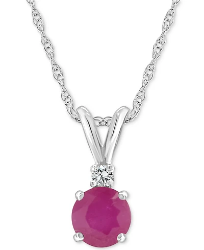Sapphire (5/8 ct. t.w.) & Diamond Accent 18" Pendant Necklace in 14k White Gold (Also in Ruby)