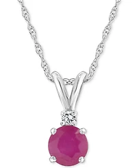 Sapphire (5/8 ct. t.w.) & Diamond Accent 18" Pendant Necklace in 14k White Gold (Also in Ruby)