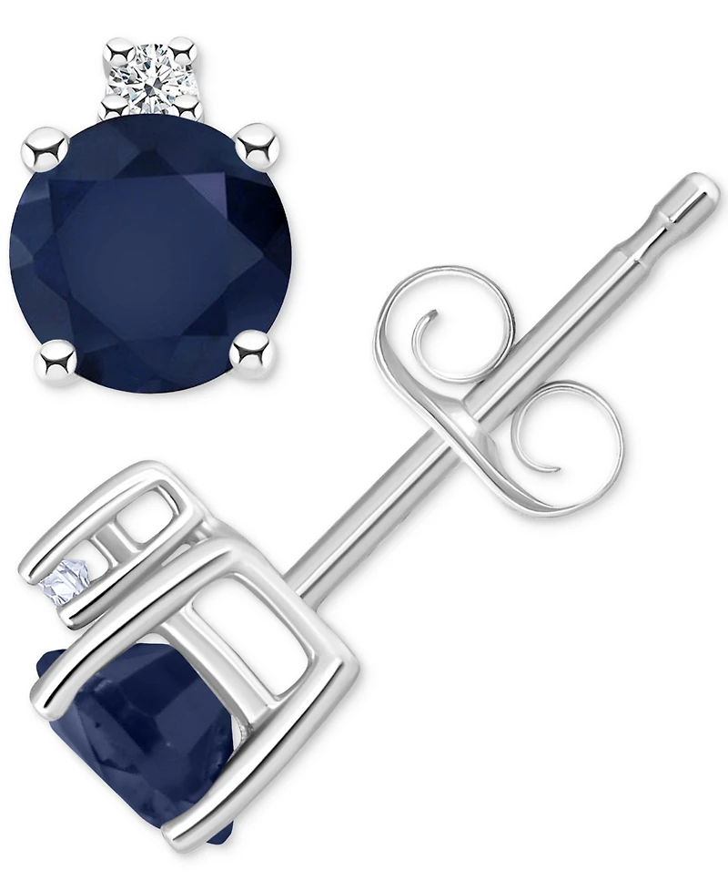 Sapphire (3/4 ct. t.w.) & Diamond Accent Stud Earrings 14k White Gold (Also Emerald, Ruby, Tanzanite)