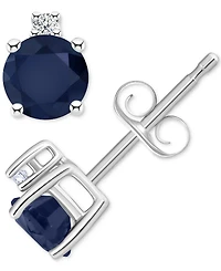 Sapphire (3/4 ct. t.w.) & Diamond Accent Stud Earrings 14k White Gold (Also Emerald, Ruby, Tanzanite)