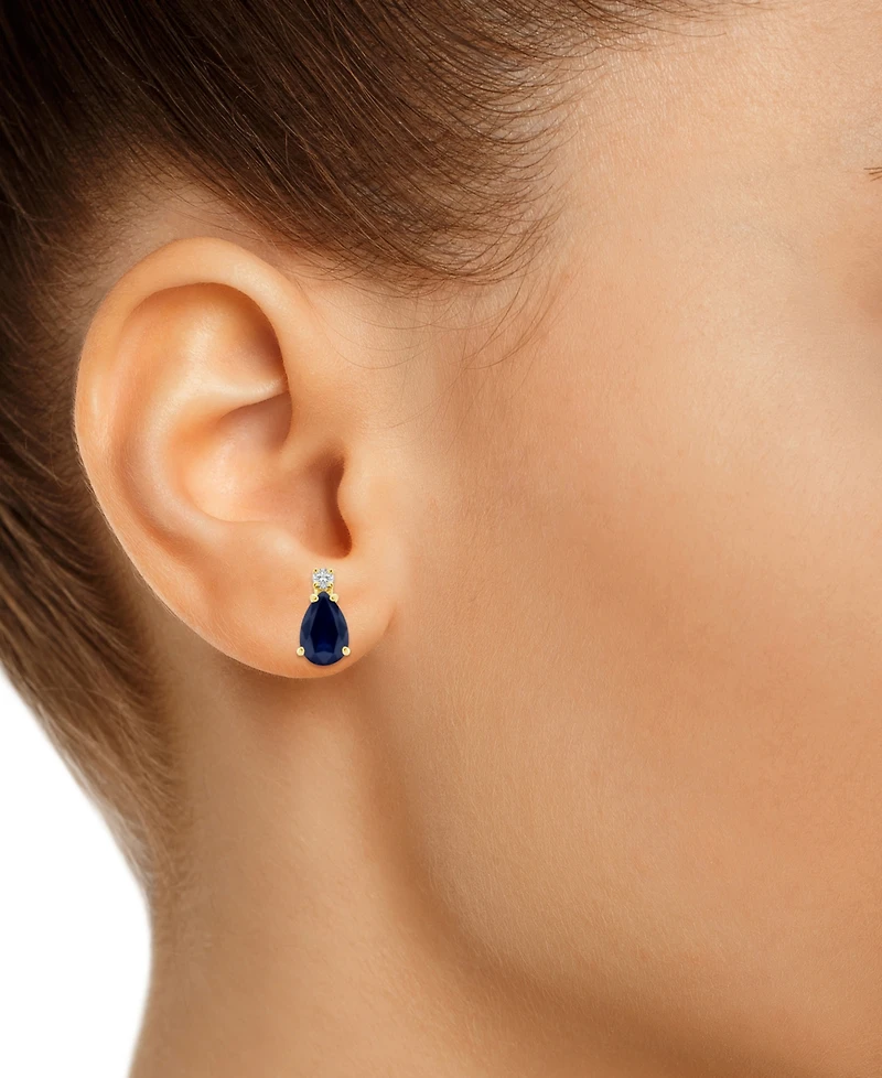 Sapphire (1-7/8 ct. t.w.) & Diamond Accent Stud Earrings 14k Gold (Also Emerald Ruby)