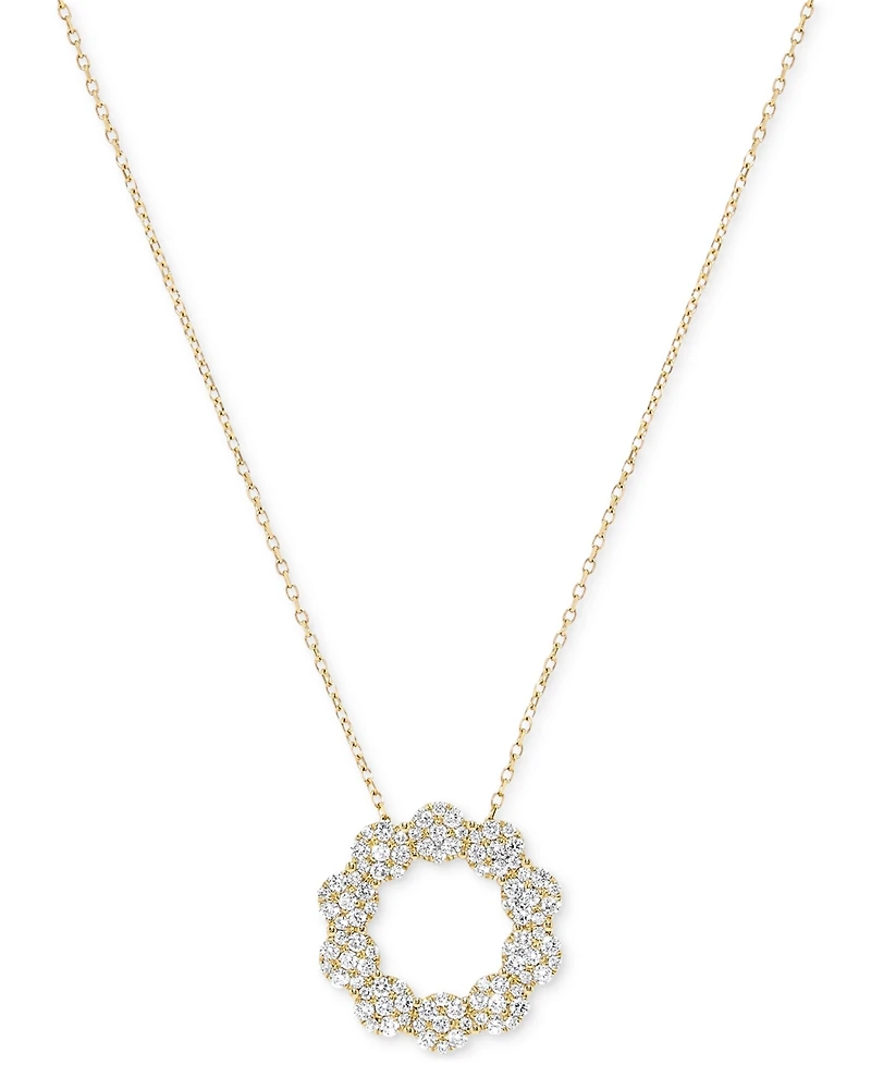 Diamond Circle Cluster 18" Pendant Necklace (1/2 ct. t.w.) in 14k Gold