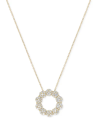 Diamond Circle Cluster 18" Pendant Necklace (1/2 ct. t.w.) in 14k Gold