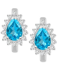 Amethyst (1-1/3 ct. t.w.) & White Topaz (1/3 Hoop Earrings Sterling Silver (Also Available Citrine, Rhodolite Garnet, Peridot, Blue