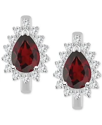 Amethyst (1-1/3 ct. t.w.) & White Topaz (1/3 Hoop Earrings Sterling Silver (Also Available Citrine, Rhodolite Garnet, Peridot, Blue