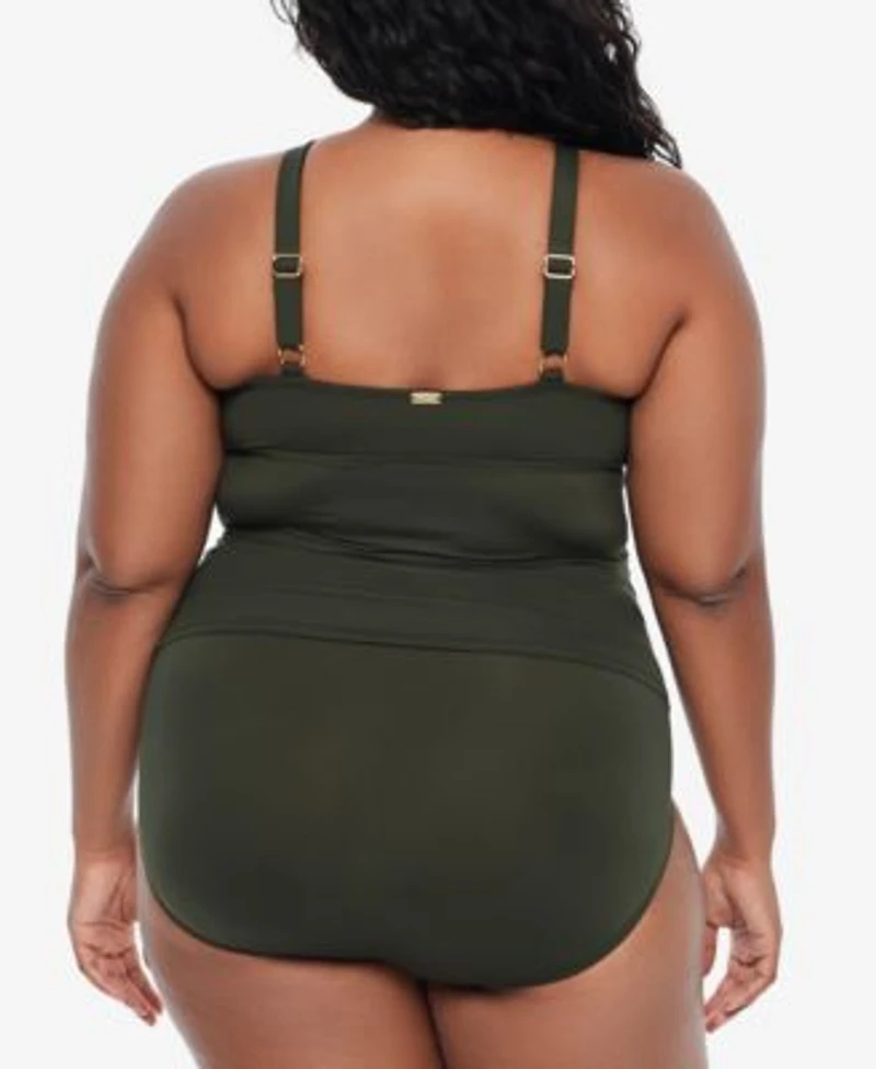 Lauren Ralph Lauren Plus Size High Neck Tankini Top Swim Bottom
