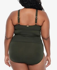 Lauren Ralph Lauren Plus Size High Neck Tankini Top Swim Bottom