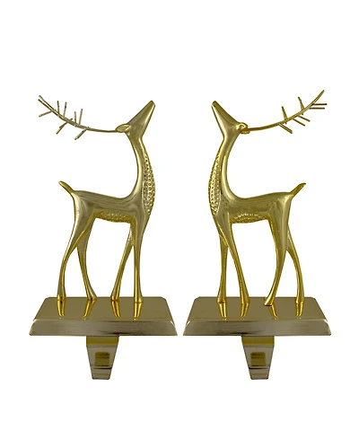 9.75" Standing Reindeer Christmas Stocking Holders, Set of 2