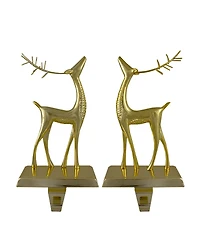 9.75" Standing Reindeer Christmas Stocking Holders, Set of 2