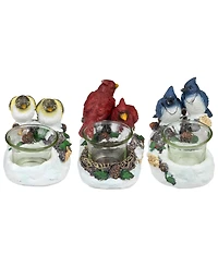 5.75" Christmas Birds Tabletop Decoration with Tea light Candle Holders, Set of 3