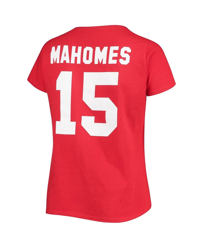 Women's Patrick Mahomes Red Kansas City Chiefs Plus Name and Number V-Neck T-shirt