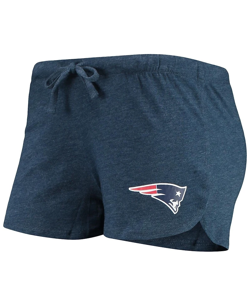 Women's Navy New England Patriots Meter Knit Long Sleeve Raglan Top and Shorts Sleep Set