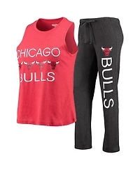 Women's Heathered Red, Black Chicago Bulls Tank Top and Pants Sleep Set
