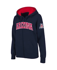 Women's Stadium Athletic Navy Arizona Wildcats Arched Name Full-Zip Hoodie
