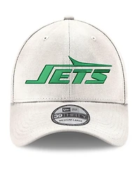 Men's New Era White New York Jets Throwback Wordmark Iced Ii 39Thirty Flex Hat
