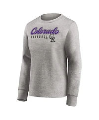 Women's Heathered Gray Colorado Rockies Crew Pullover Sweater