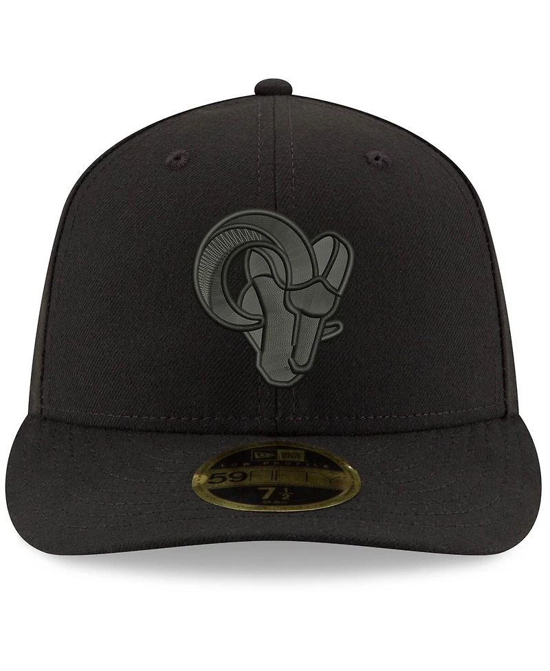 Men's Black Los Angeles Rams Alternate Logo Black on Black Low Profile 59FIFTY Ii Fitted Hat