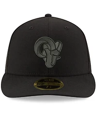 Men's Black Los Angeles Rams Alternate Logo Black on Black Low Profile 59FIFTY Ii Fitted Hat