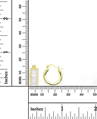 Cubic Zirconia Baguette Hoop Earrings in Sterling Silver or 14k Gold-Plated Sterling Silver