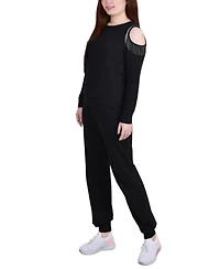 Women's Long Sleeve Cold Shoulder Jogger Set