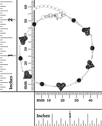 Black Spinel Heart Chain Bracelet (1-1/4 ct. t.w.) in Sterling Silver