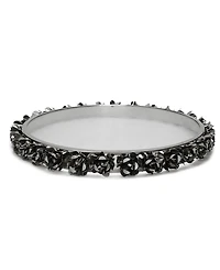 Glass Round Platter with Flower Border