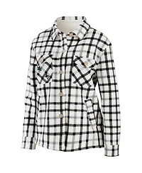 Women's Wear by Erin Andrews Oatmeal San Jose Sharks Plaid Button-Up Shirt Jacket