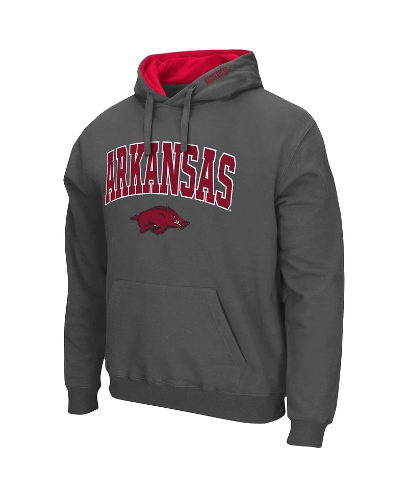 Men's Colosseum Arkansas Razorbacks Arch and Logo 3.0 Pullover Hoodie