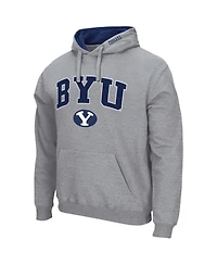 Men's Colosseum Heathered Gray Byu Cougars Arch and Logo 3.0 Pullover Hoodie