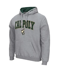Men's Colosseum Heathered Gray Cal Poly Mustangs Arch and Logo Pullover Hoodie