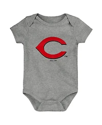 Infant Boys and Girls Red, White and Gray Cincinnati Reds Born To Win 3-Pack Bodysuit Set