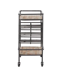 Chinese Fir and Metal Industrial Bar Cart
